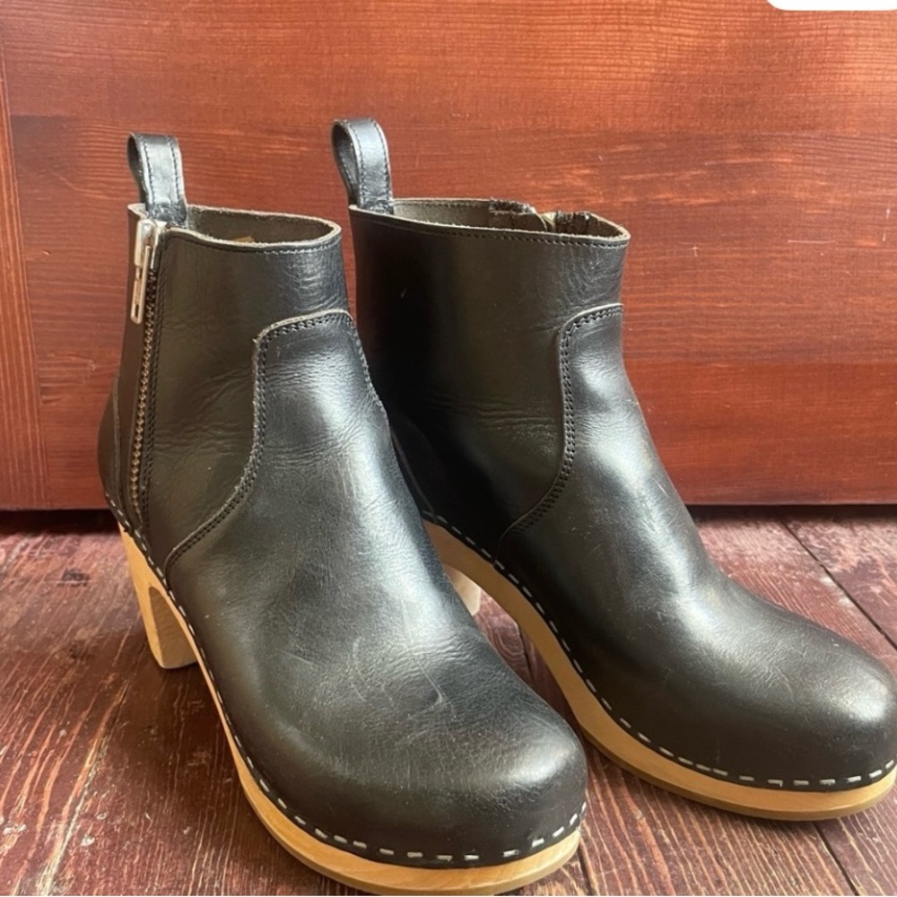 Swedish Hasbeens Black Heeled Boots